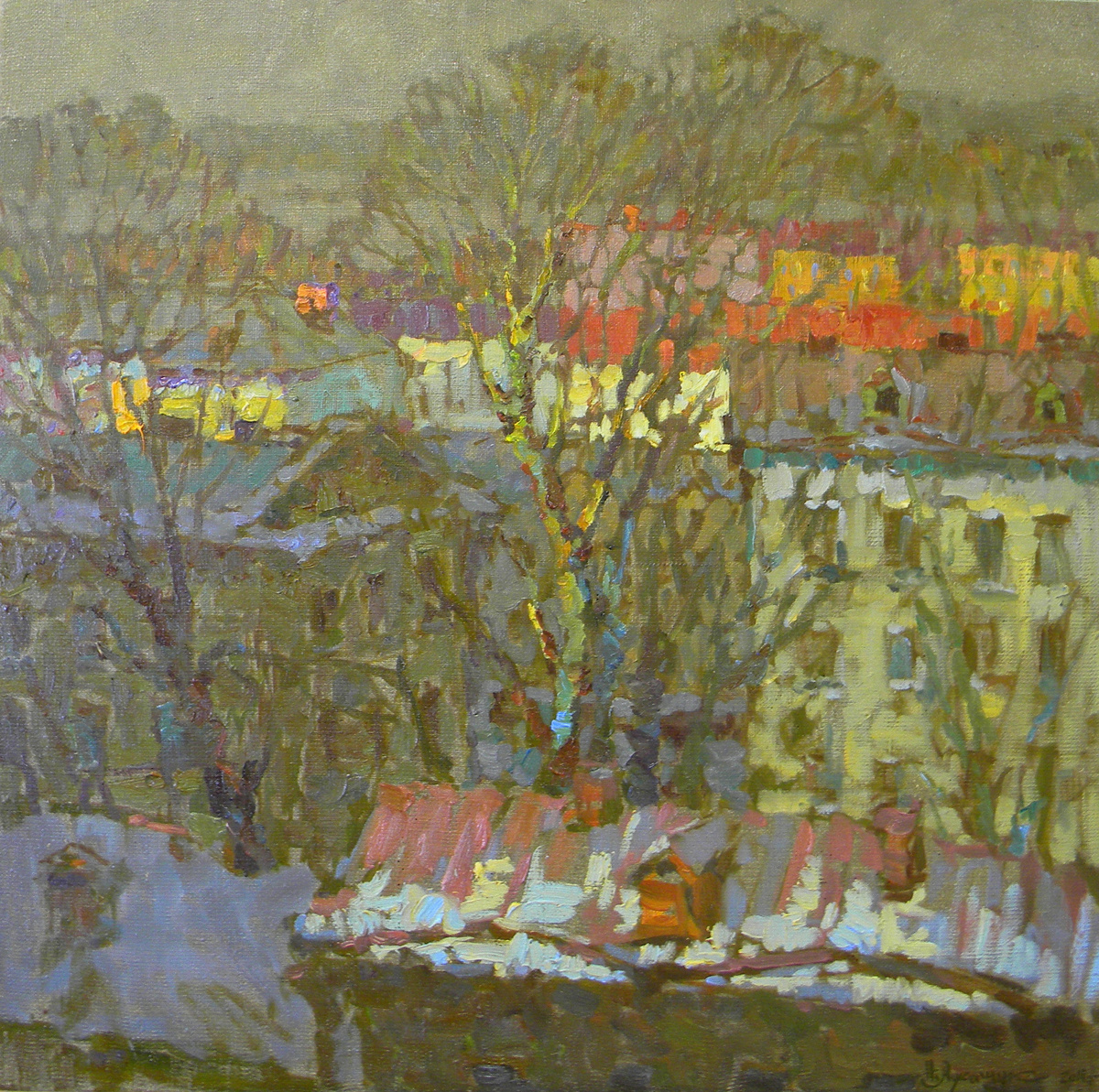 Николай Лукашук "Старые крыши" 2009 холст, масло 80х100 