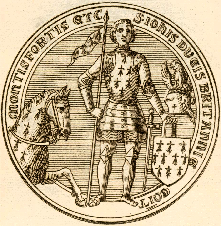 Печать Жана V, герцога Бретонского (первого мужа Жанны Наваррской) с его изображением 