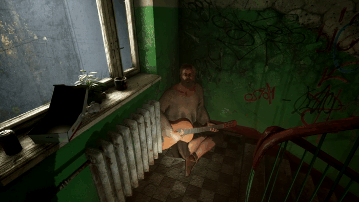 Gif картинка: "Героиня в подъезде встретила мужика, который душевно пел под гитару"