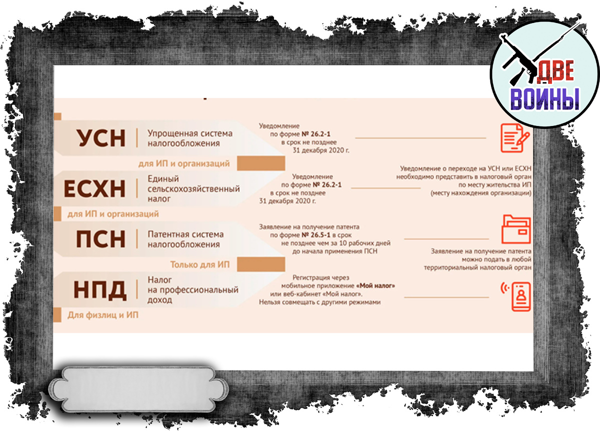 Какой режим можно выбрать ООО и ИП. Фото в свободном доступе.