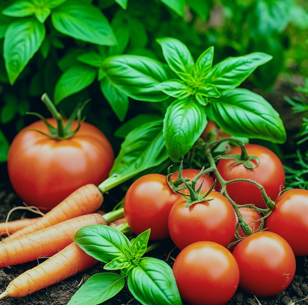 Морковь, базелик, помидоры! 