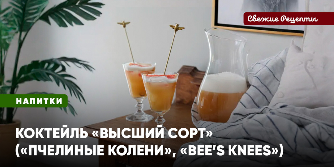 Рецепт коктейля «Высший сорт» времён сухого закона в Америке («Пчелиные колени», «Bee's Knees») с мёдом