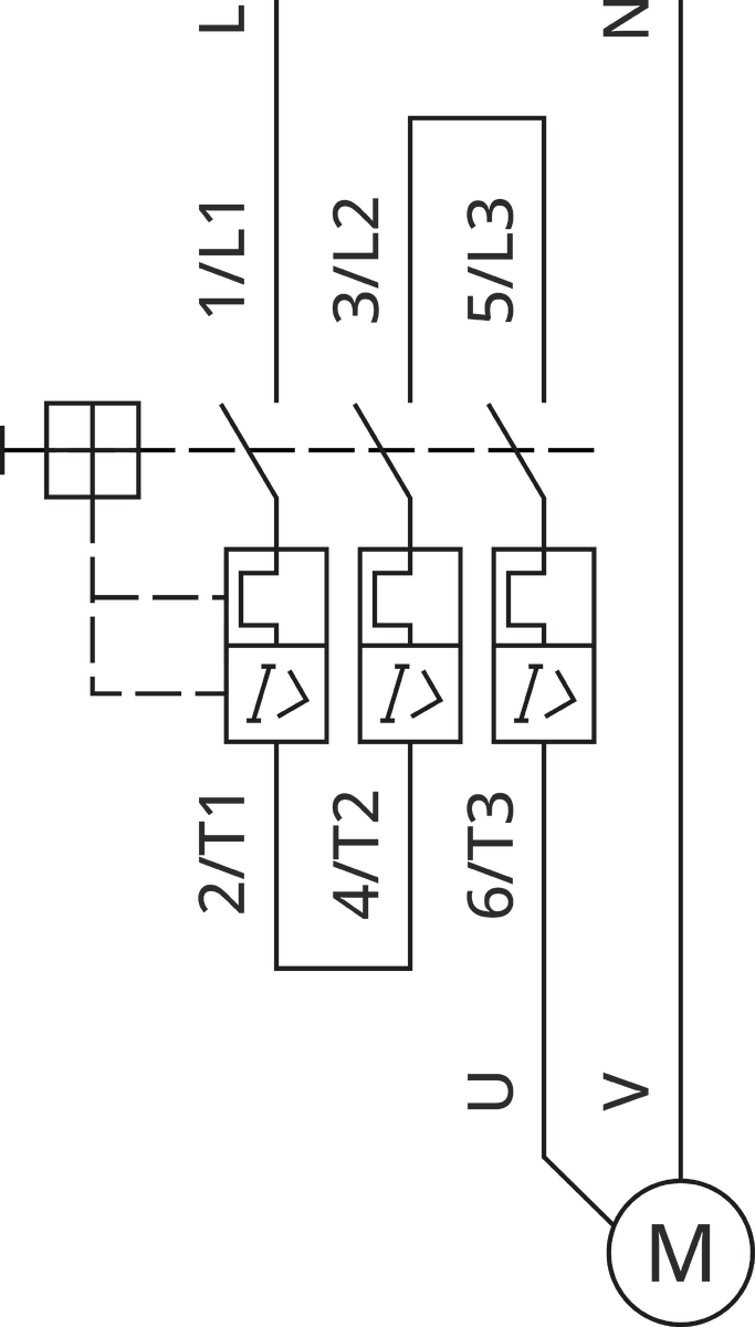 Рис. 1. Последовательное подключение фазы через все три полюса