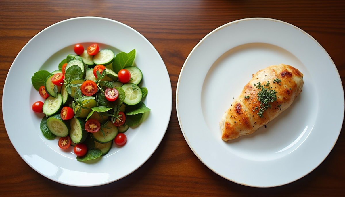 Салат и куриная грудка