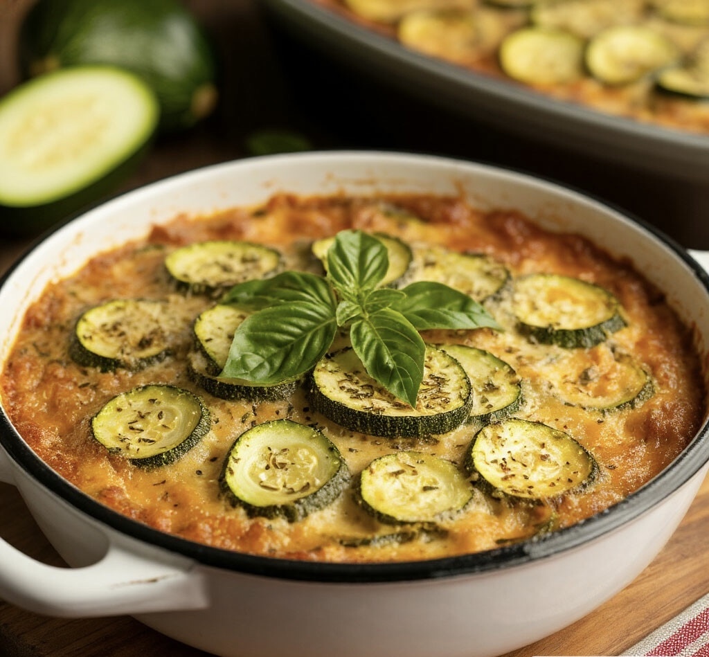 Запеканка из кабачков🍆🧀  
Простое, вкусное и нежное блюдо, которое можно подавать как основное или гарнир.  

Ингредиенты:
- 2 средних кабачка (около 500 г)  
- 2 яйца
- 100 г сыра (твердый или полутвердый)  
- 3 ст. л. муки (можно заменить на манку для нежности)  
- 50 мл молока (или сметаны)  
- 1 небольшая луковица (по желанию)  
- 2 зубчика чеснока (по вкусу)  
- Соль, перец, специи (паприка, сушеный чеснок, зелень)  
- Масло для смазывания формы 

Приготовление:
1. Подготовка кабачков:  
   - Молодые кабачки натрите на крупной терке (кожуру можно не снимать).  
   - Если кабачки старые, очистите от кожуры и удалите семена.  
   - Посолите, оставьте на 10 минут, затем отожмите лишний сок.  

2. Добавьте остальные ингредиенты:
   - Лук и чеснок мелко нарежьте (можно обжарить до мягкости для аромата).  
   - В миске смешайте кабачки, яйца, муку, молоко, сыр (оставьте немного для посыпки), специи.  

3. Выпекание:
   - Форму смажьте маслом, выложите массу, разровняйте.  
   - Посыпьте оставшимся сыром.  
   - Выпекайте 30–40 минут при 180°C до золотистой корочки.  

Варианты:
🔹 С мясом – добавьте фарш или колбасу.  
🔹 С картофелем – нарежьте кружочками и выложите слоями.  
🔹 С помидорами– украсьте сверху перед запеканием.  

Подавайте горячей со сметаной или зеленью! 😋