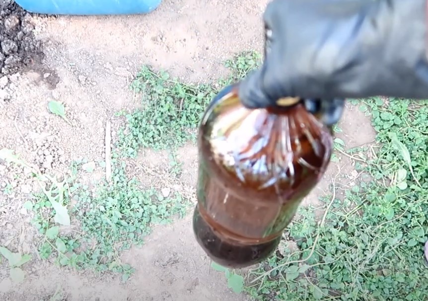 Я выливаю раствор в бутылку