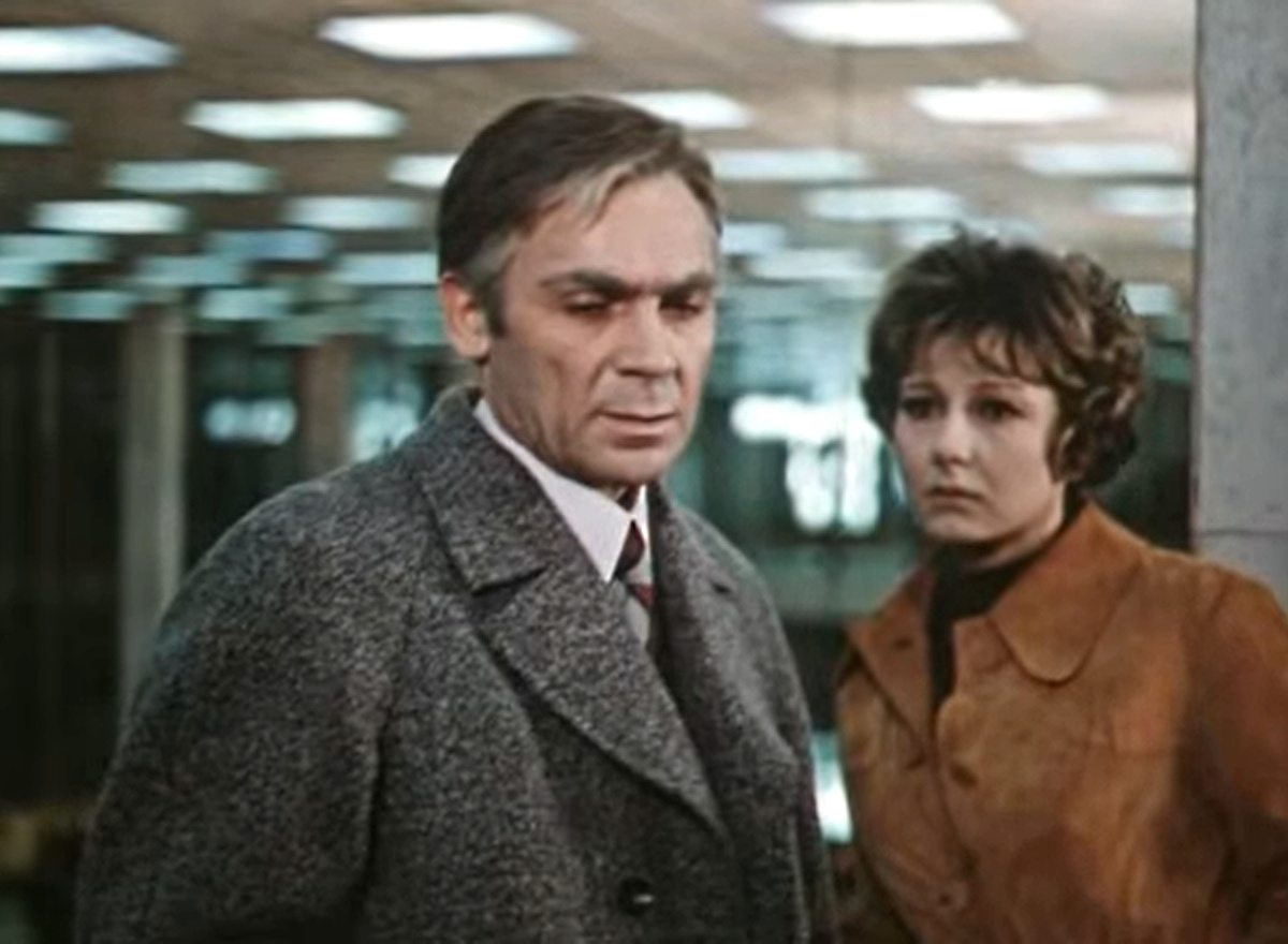 С Владимиром Заманским в фильме "Вылет задерживается", 1974 год