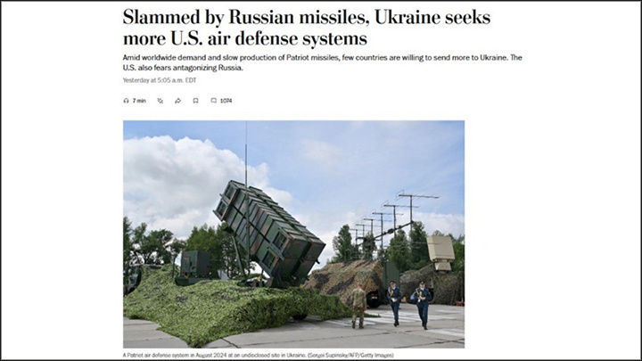    Patriot не помогают Украине отбиться//Скриншот страницы с сайта Washington Post