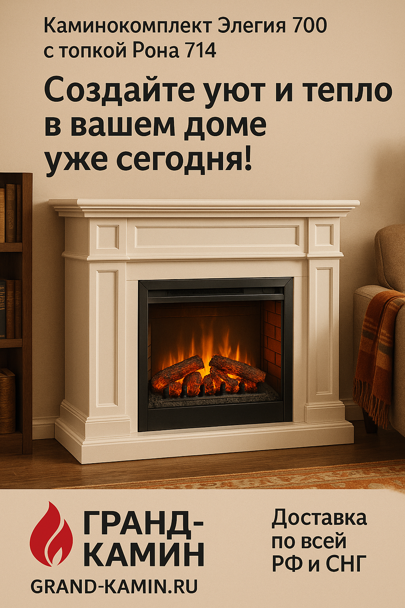    Каминокомплект Элегия 700 с топкой Рона 714 Ш: создайте уют и тепло в вашем доме уже сегодня! Kamin