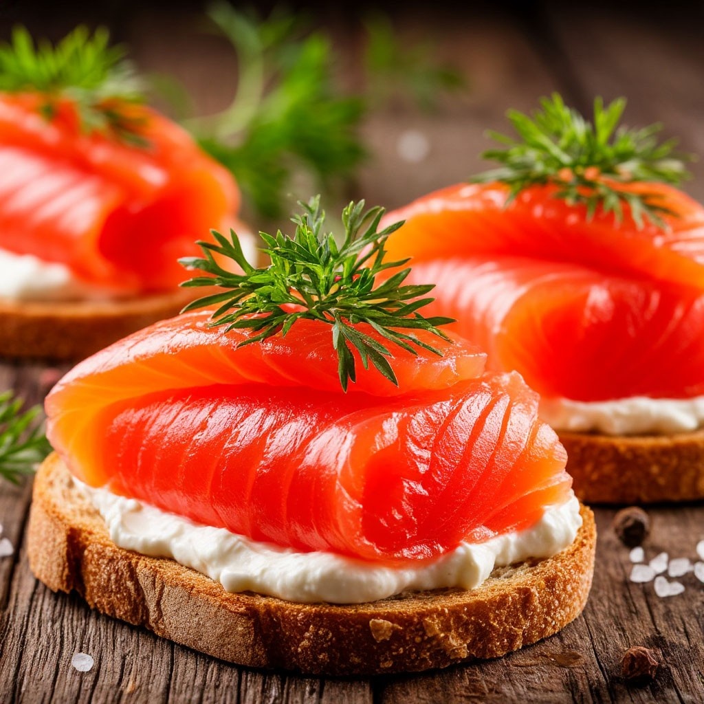 Бутерброды с красной рыбой и сливочным сыром