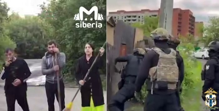 Кадры из видео Mash Siberia и ГУ МВД по Новосибирской области.