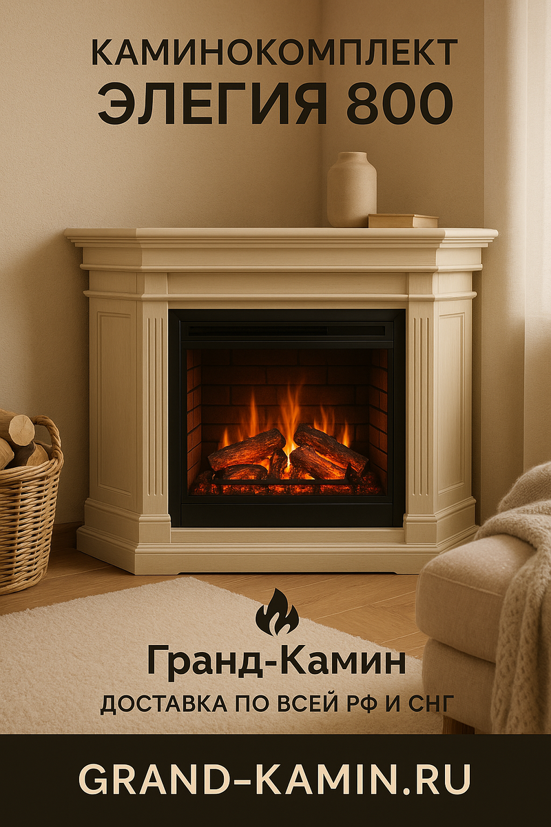    Каминокомплект Элегия 800: создайте уют и атмосферу тепла в вашем доме с помощью углового решения Kamin
