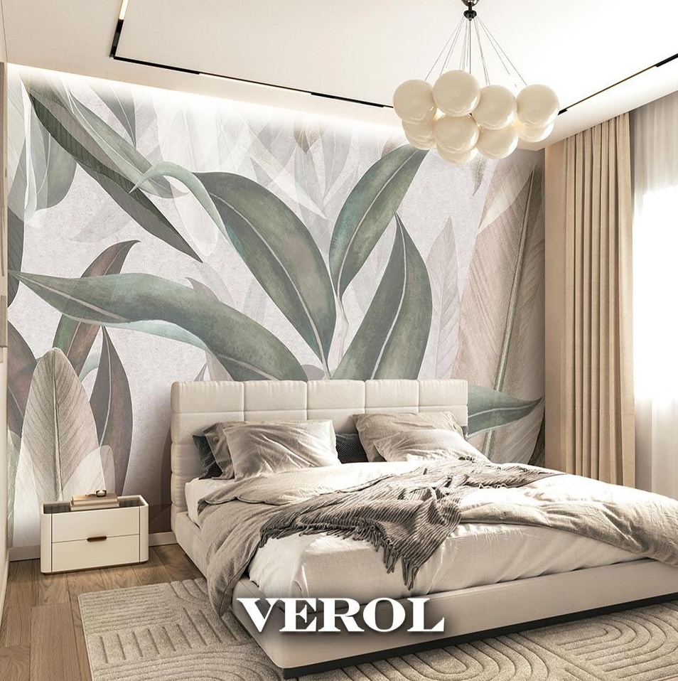 Интерьер спальни с флизелиновыми фотообоями VEROL. Артикул на Wildberries: 149826244.