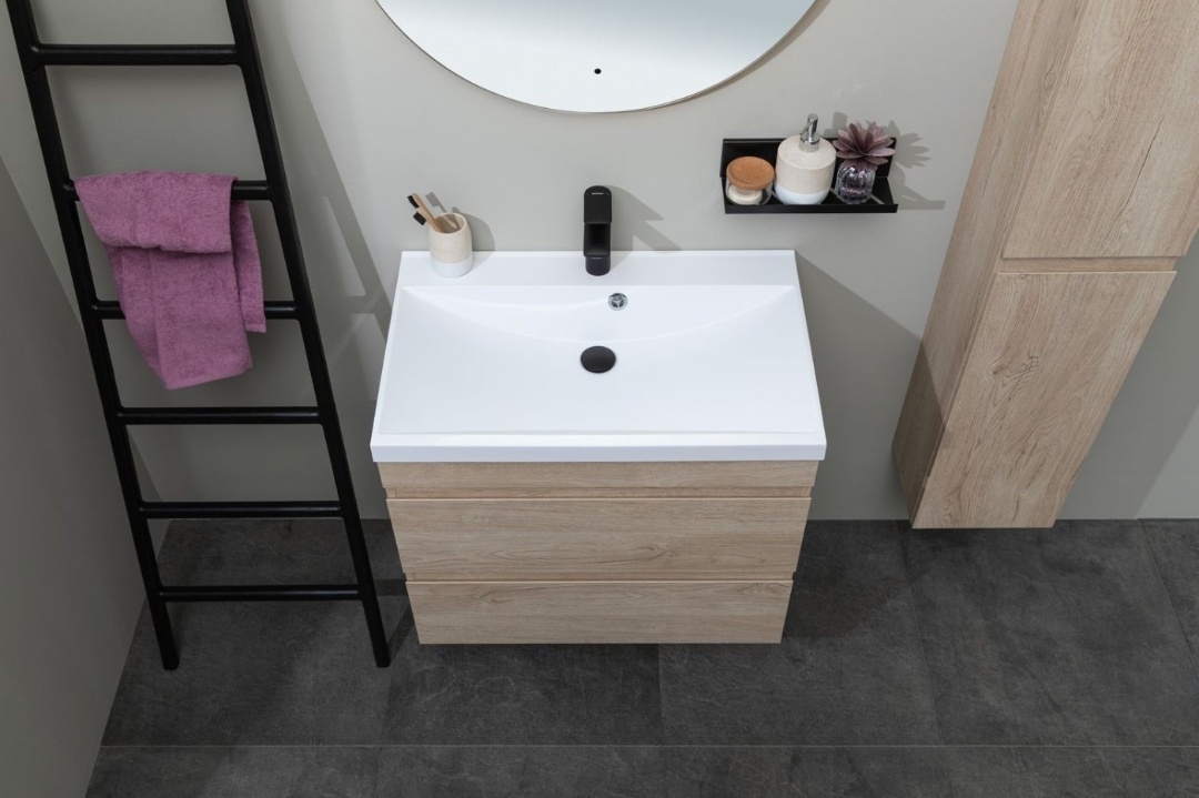 Тумба под раковину Aquanet Нота New 100 дуб светлый