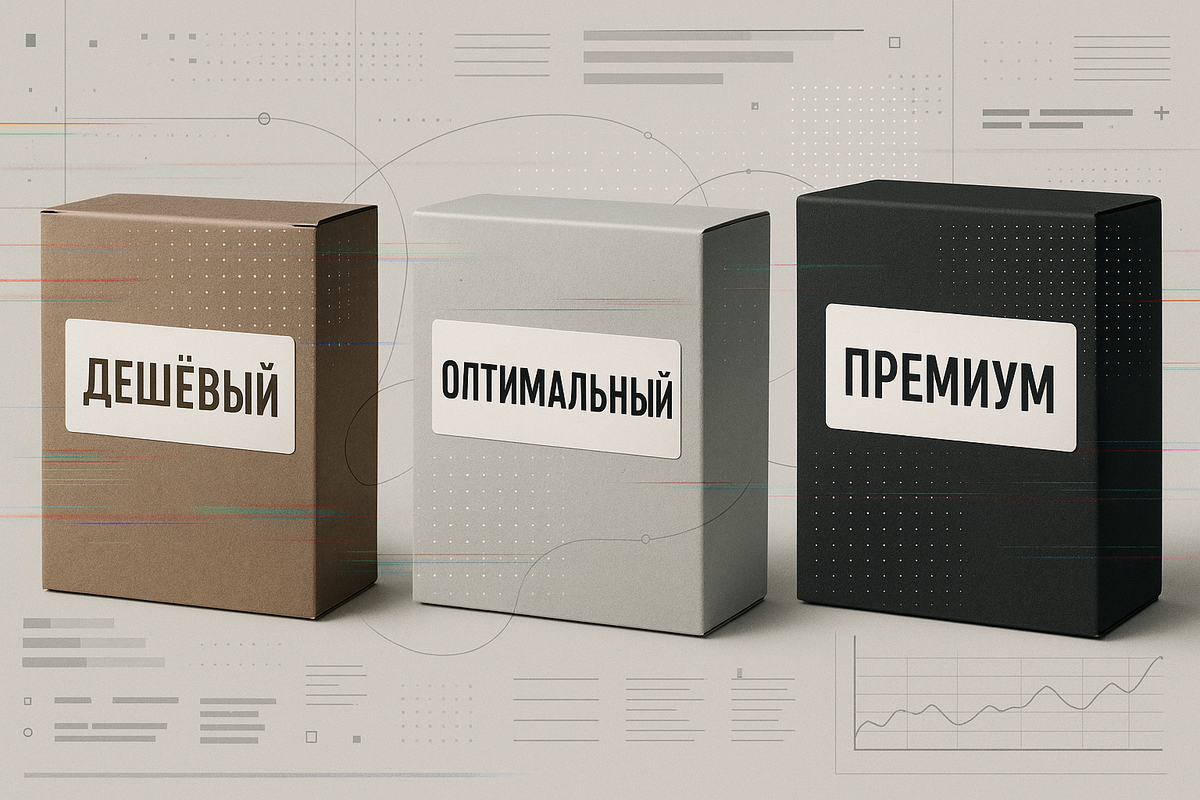 Изображение, воссозданное с помощью нейросети: три варианта выбора с яркими акцентами и тонкими связями между ними. Иллюстрация показывает, как «оптимальный» вариант кажется самостоятельным, хотя он заранее задан.