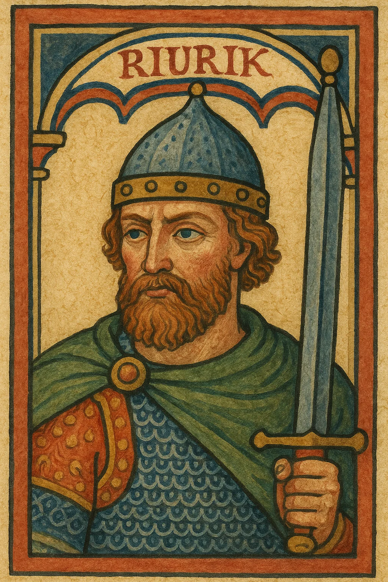 Портрет Рюрика в стилистике средневековой миниатюры
