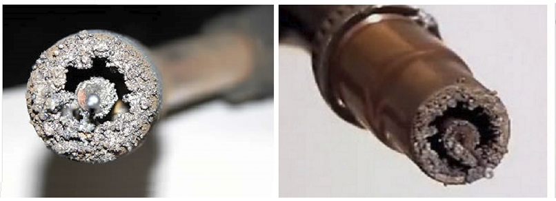 Нагар на сопле и наконечнике.