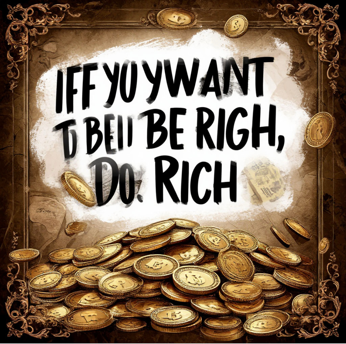 Шедефрум почему то под мою риторическую фразу сделал эту картинку на английском, но с интересным акцентом - мол хочешь быть богатым, делай (создавай) богатство  