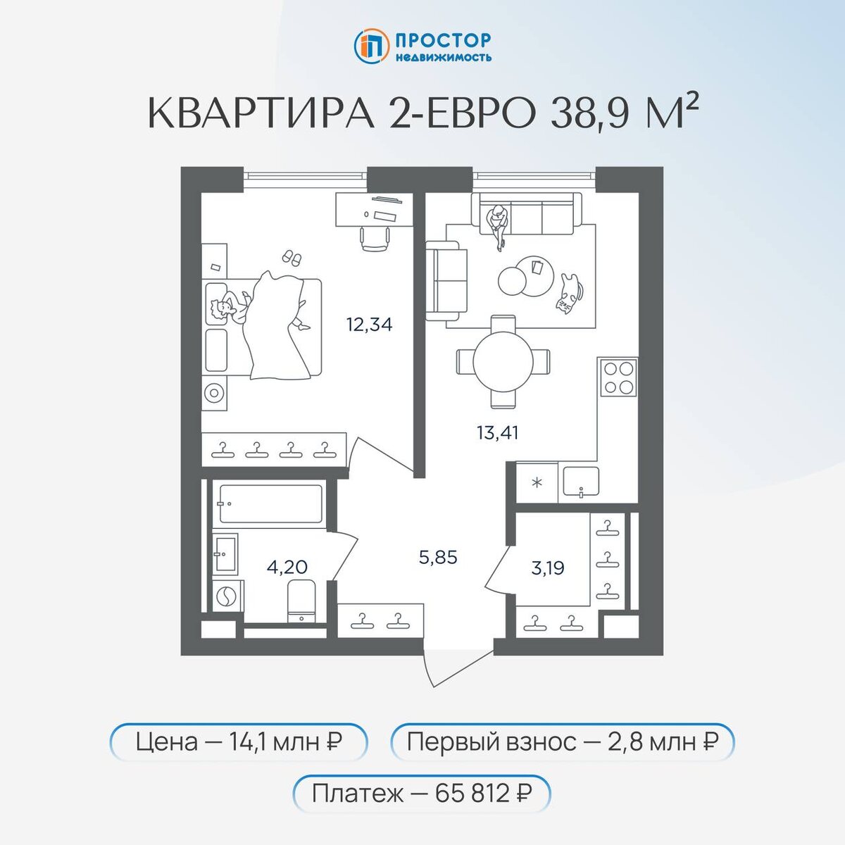Четыре квартиры до 23 млн ₽ в пределах МКАД — от студий до просторных 3-евро — Простор