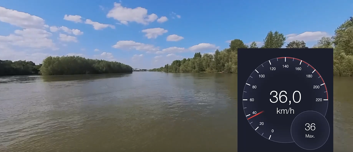 Скорость аэролодки при загрузке - 1человек. 