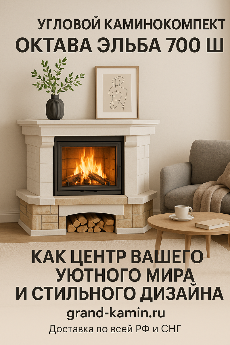    Угловой каминокомплект Октава Эльба 700 Ш как центр вашего уютного мира и стильного дизайнаIntergrating вашего дома Kamin