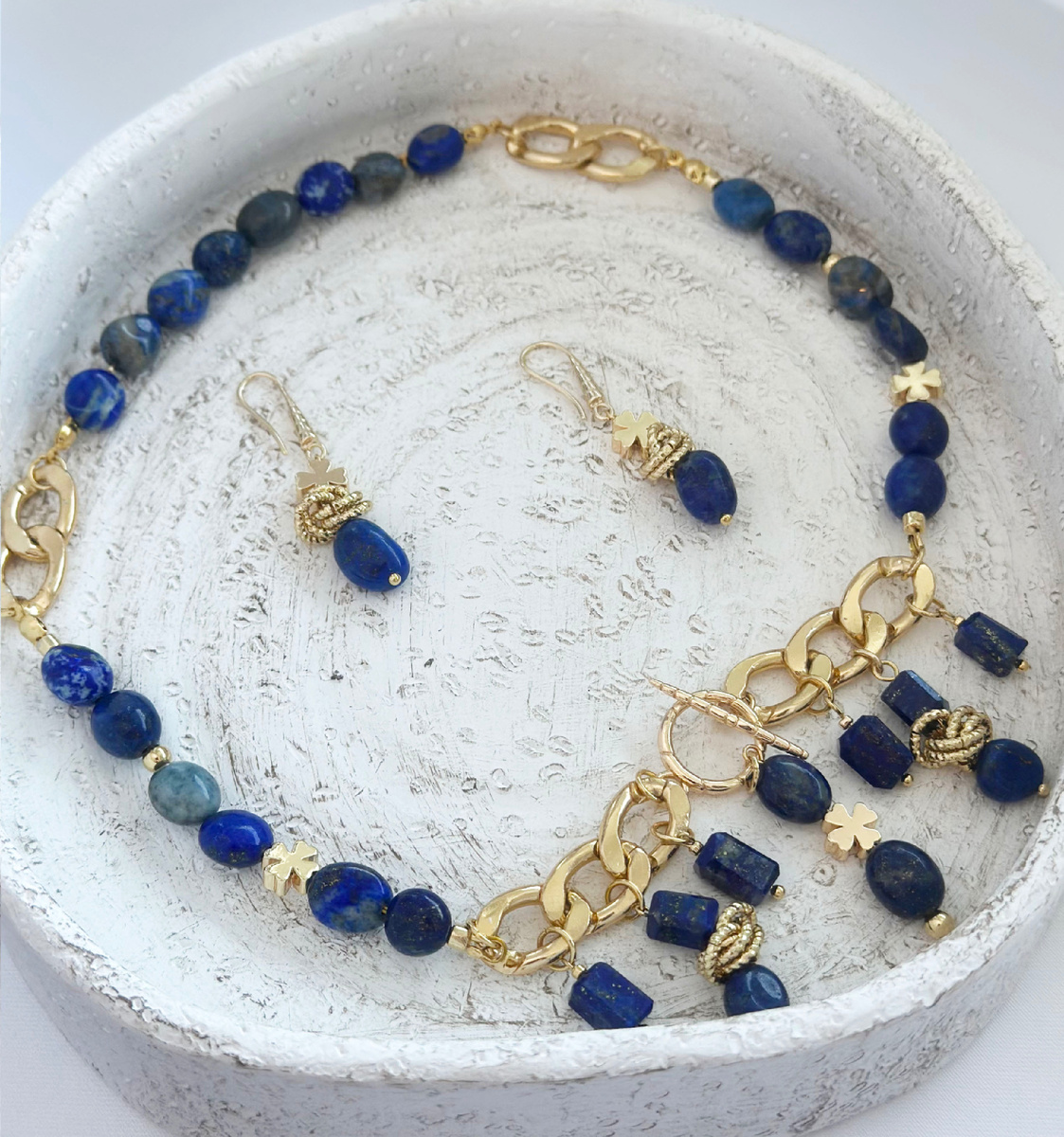 Колье и серьги «Королева ночи» из лазурита 