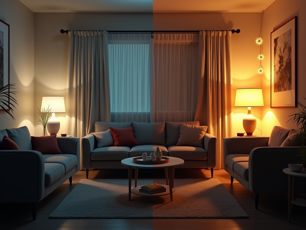 Эффект: Вечером квартира выглядит в 2 раза уютнее.