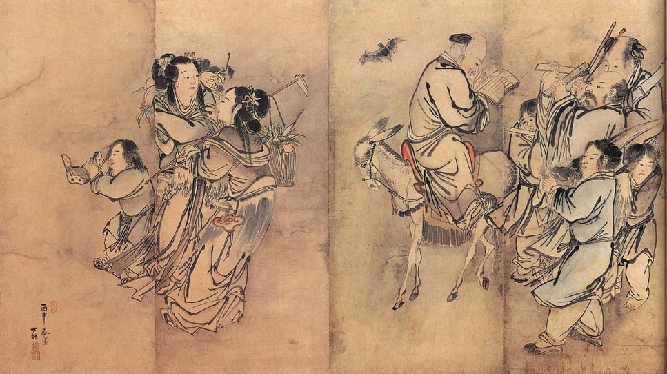 19 даосских бессмертных. Автор Ким Хон До. Свиток длинный, пришлось размещать в каруселе - листайте, пожалуйста