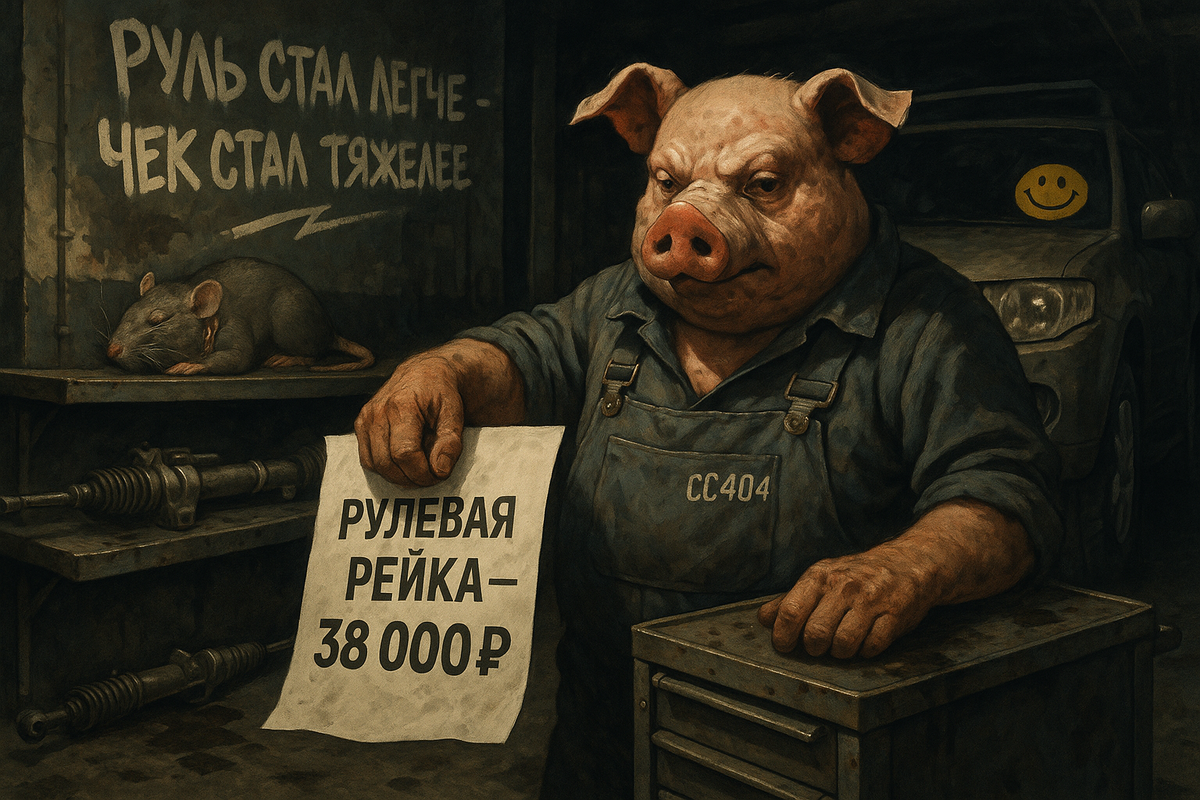 Замена рулевой рейки в автосервисе или техцентре. Не в Мицубиси Моторс клубе MMCclub на Шоссе Энтузиастов, нет. Этот ремонт был в Свиносераисе 404.