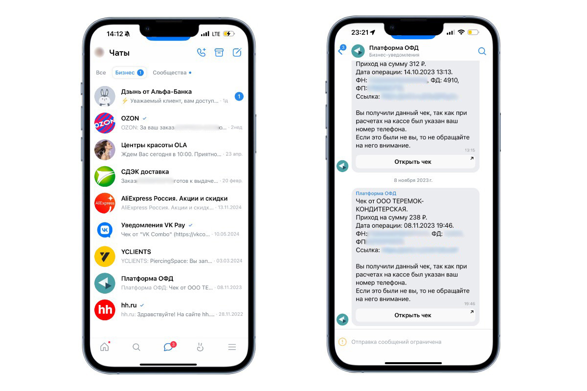    Пример чека от «Платформы ОФД». Источник: VK на iOS
