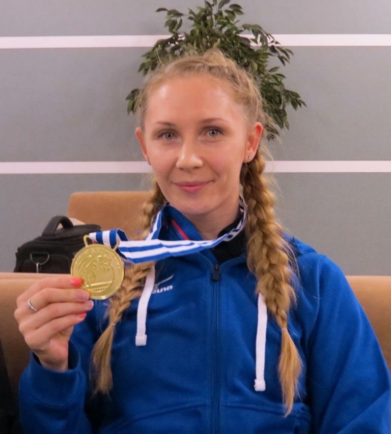 Анна Подкопаева с золотой медалью чемпионата Европы 2013 года