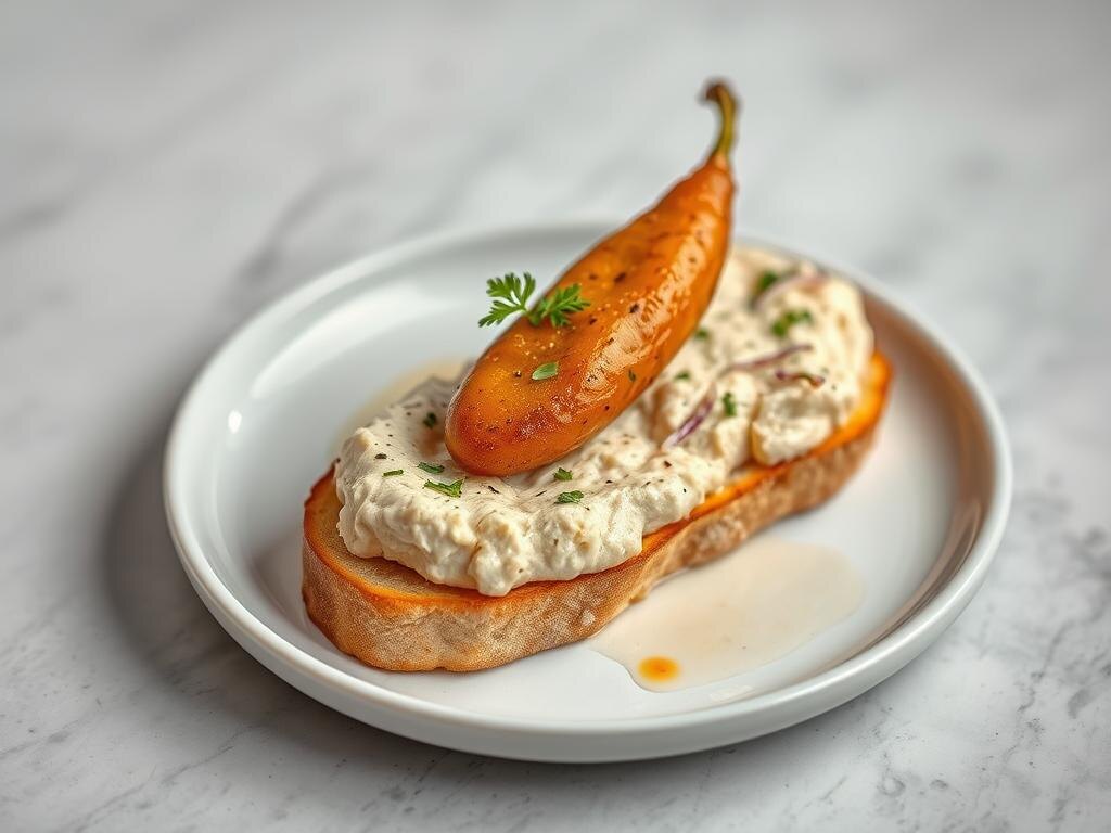    Тост с хумусом и жареным перцем