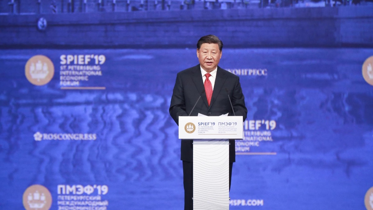 Выступление руководителя КНР Си Цзиньпиня на ПМЭФ-2019. Источник: photo.roscongress.org