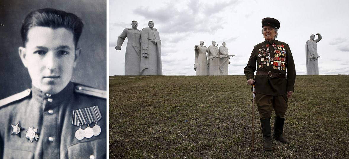 88-летний Валентин Бармин  Мемориальный парк 28 героев-панфиловцев в Московской области. Служил командиром санитарного взвода на 2-м и 3-м Белорусских фронтах.  Фото от 8 мая 2015 года.