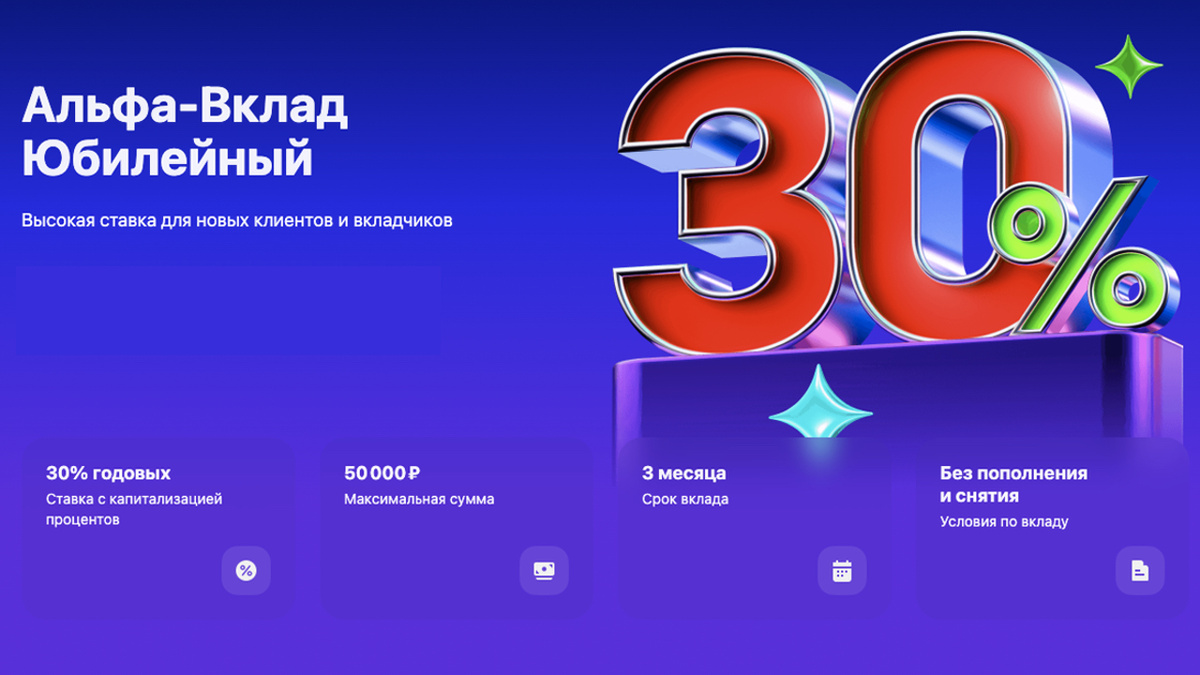 Вклад под 30% годовых от Альфа-Банка