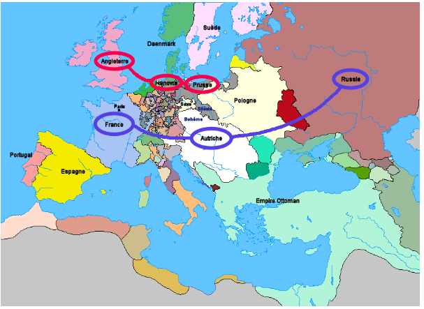 Расклад сил перед Семилетней войной. (wikipedia.org)