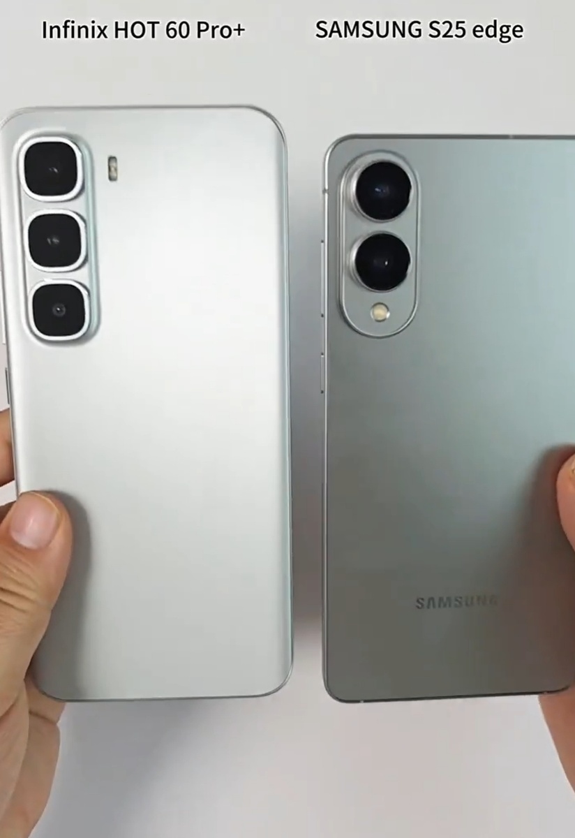    Infinix HOT 60 Pro+ сравнили по толщине с Galaxy S25 Edge