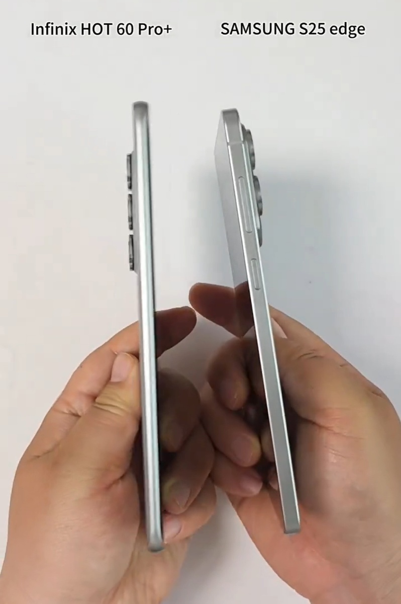    Infinix HOT 60 Pro+ сравнили по толщине с Galaxy S25 Edge