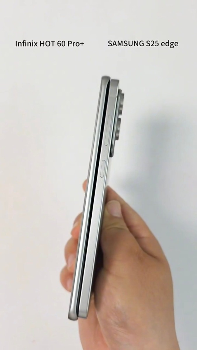    Infinix HOT 60 Pro+ сравнили по толщине с Galaxy S25 Edge
