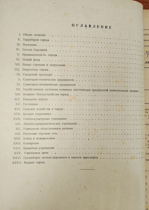 Оглавление экономико-статистического справочника Сочи