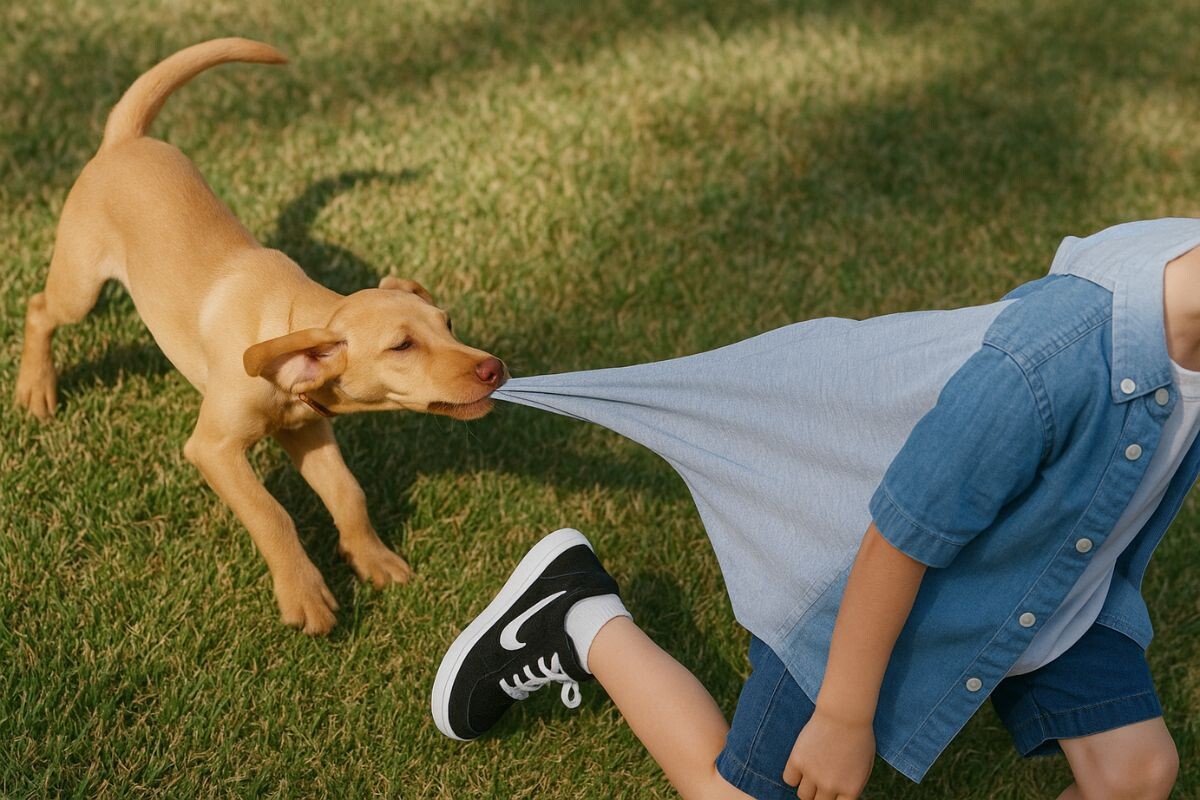 Собака схватила за куртку подростка 