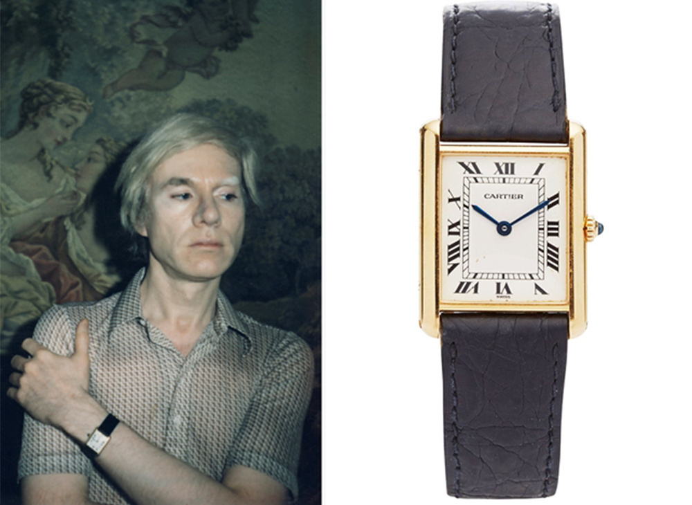 Энди Уорхол в часах Tank, Cartier.