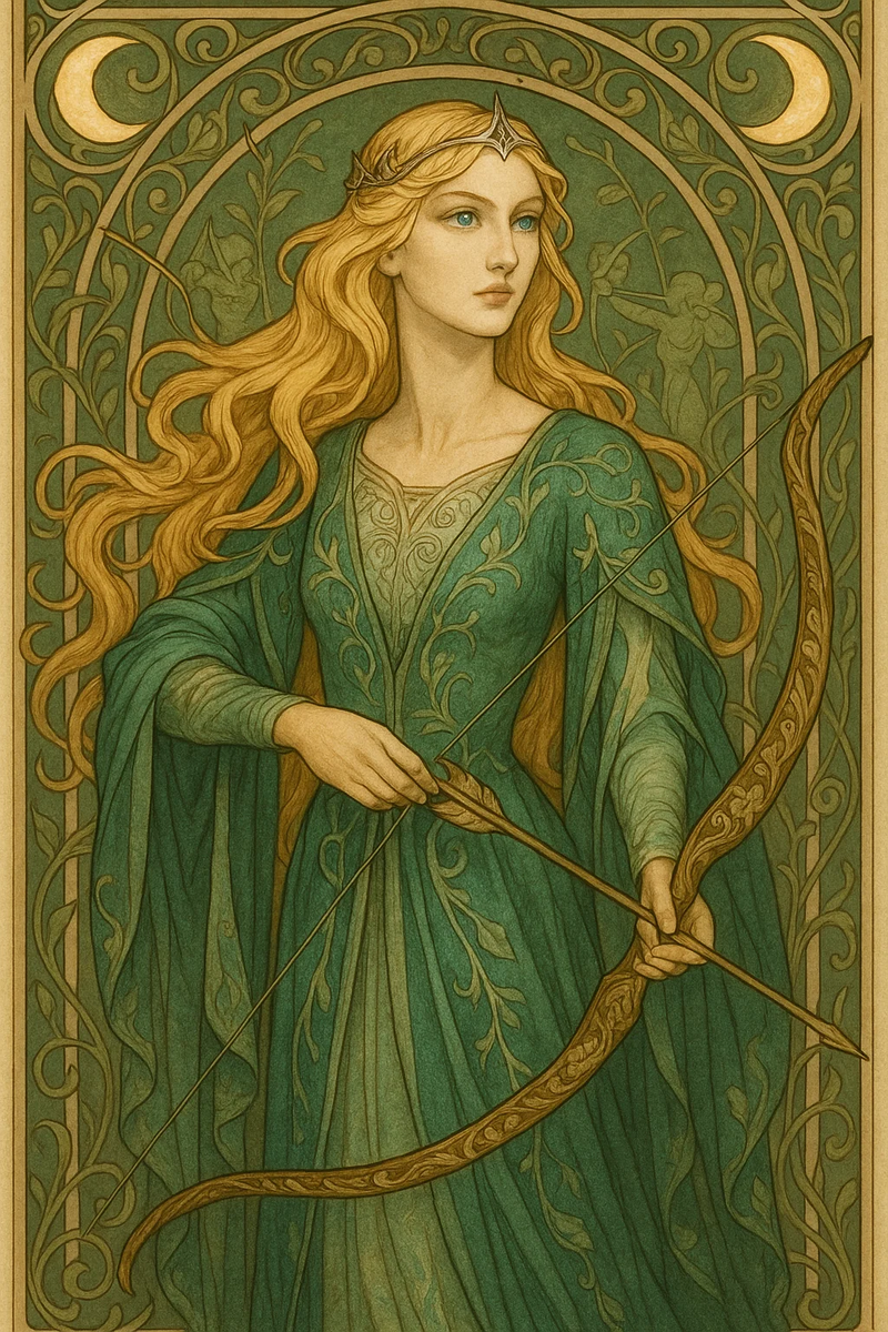 Иллюстрация «Принцесса Флора-лучница в стиле модерн» — результат творческого тандема между мной и ИИ. 