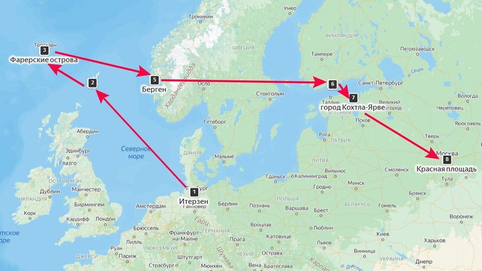    Маршрут полета Матиаса Руста / 360.ru