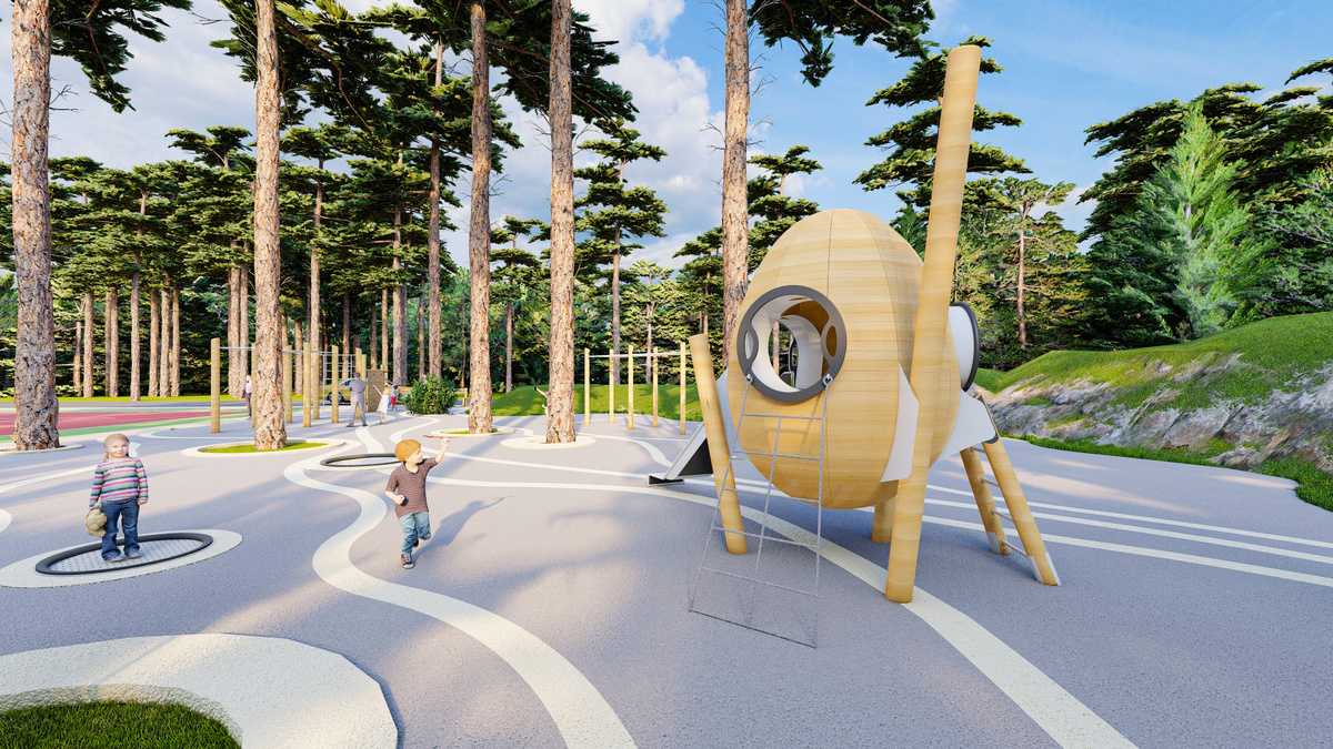 3D-визуализация детской площадки в природной среде от Roman Group