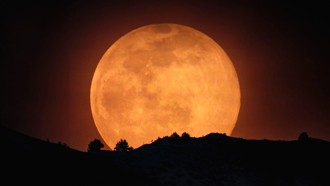 Июньская полная луна будет низко у горизонта в Северном полушарии. Она будет казаться больше, чем обычная полная Луна, и будет сиять оранжево-золотистым цветом. Однако это полнолуние не будет Суперлунием