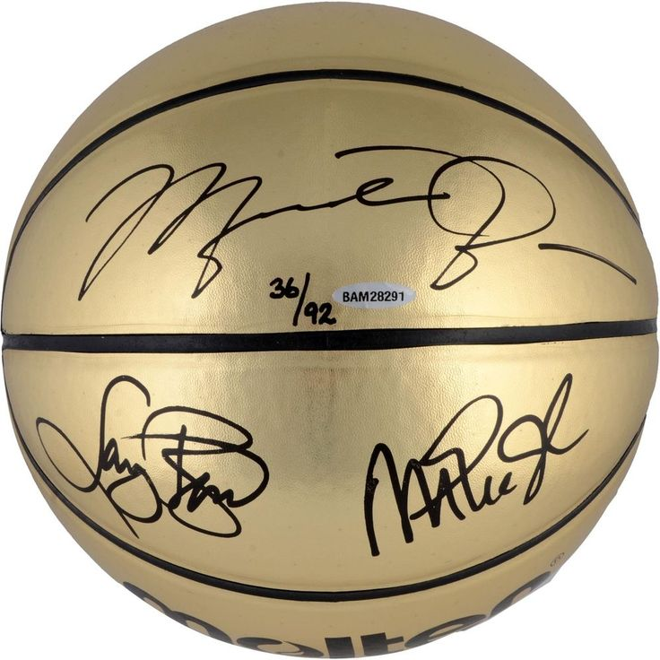 Автографы : Michael Jordan, Larry Bird & Magic Johnson Signed Molten Gold