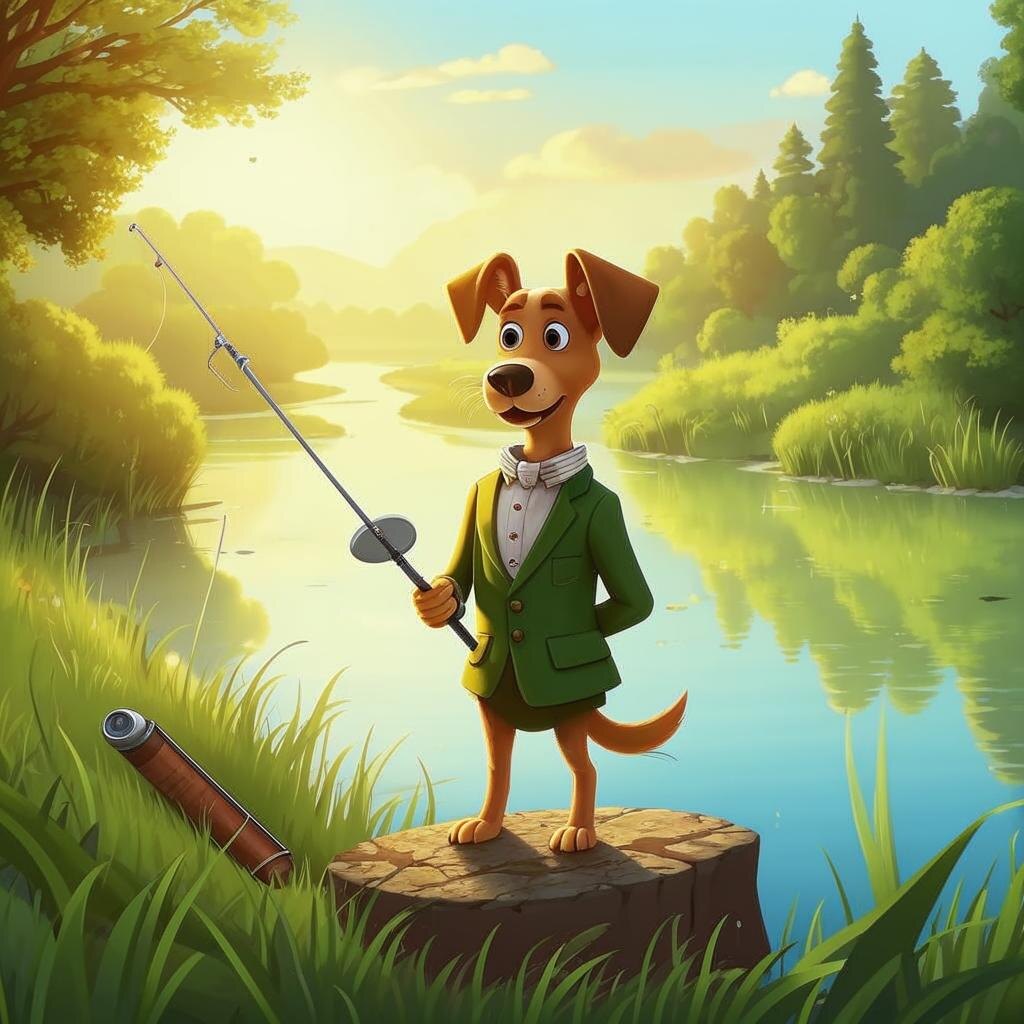 Иллюстрация нейросети к басне Олеси Емельяновой "Предприимчивый барбос"