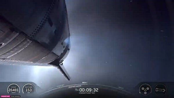 Момент выключения двигателей Starship SN35. Фото - SpaceX. 
