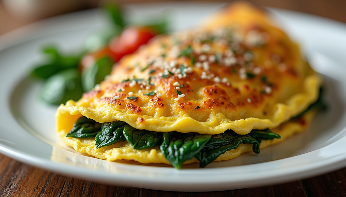 Омлет из яиц и шпината на пару